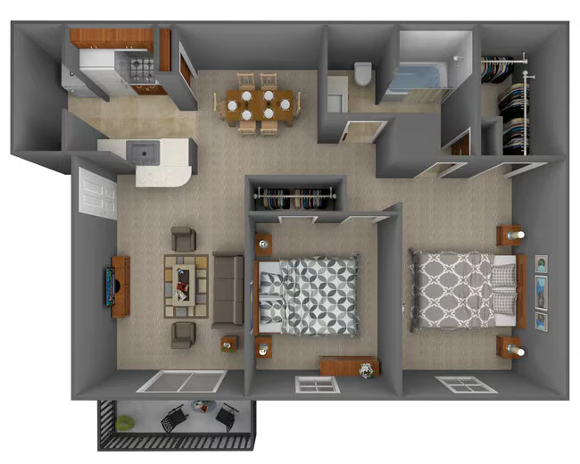 2BR 1BA 2C-VL 0515 floor plan